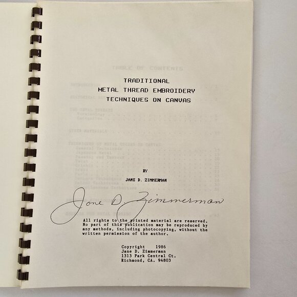 Techniques Of Metal Thread Embroidery On Canvas By Jane D. Zimmerman Signed - Picture 3 of 10